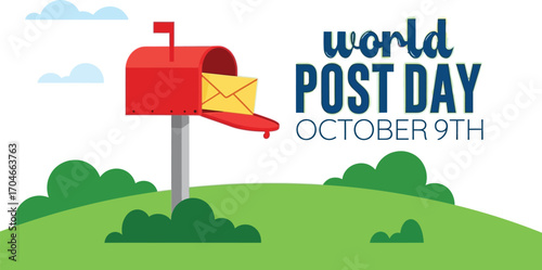 Celebrate World Post Day on October 9th with a charming mailbox and letter illustration for promotions