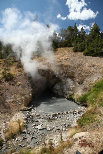 Dragon's Mouth Spring along Mud Volcano Trail in Yellowstone National Park, Wyoming