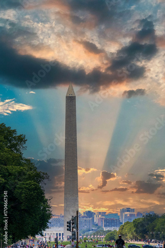 The Washington Monument at the Capital Reflecting Pool in Washington D.C. USA