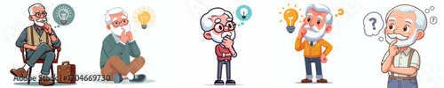 vector image of full body old man thinking idea