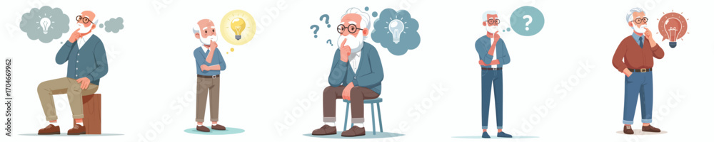 custom made wallpaper toronto digitalvector image of full body old man thinking idea