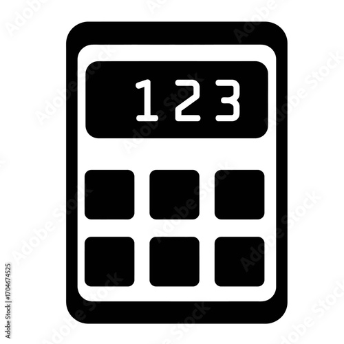 Simple Calculator Icon with Numeric Display and Black Buttons