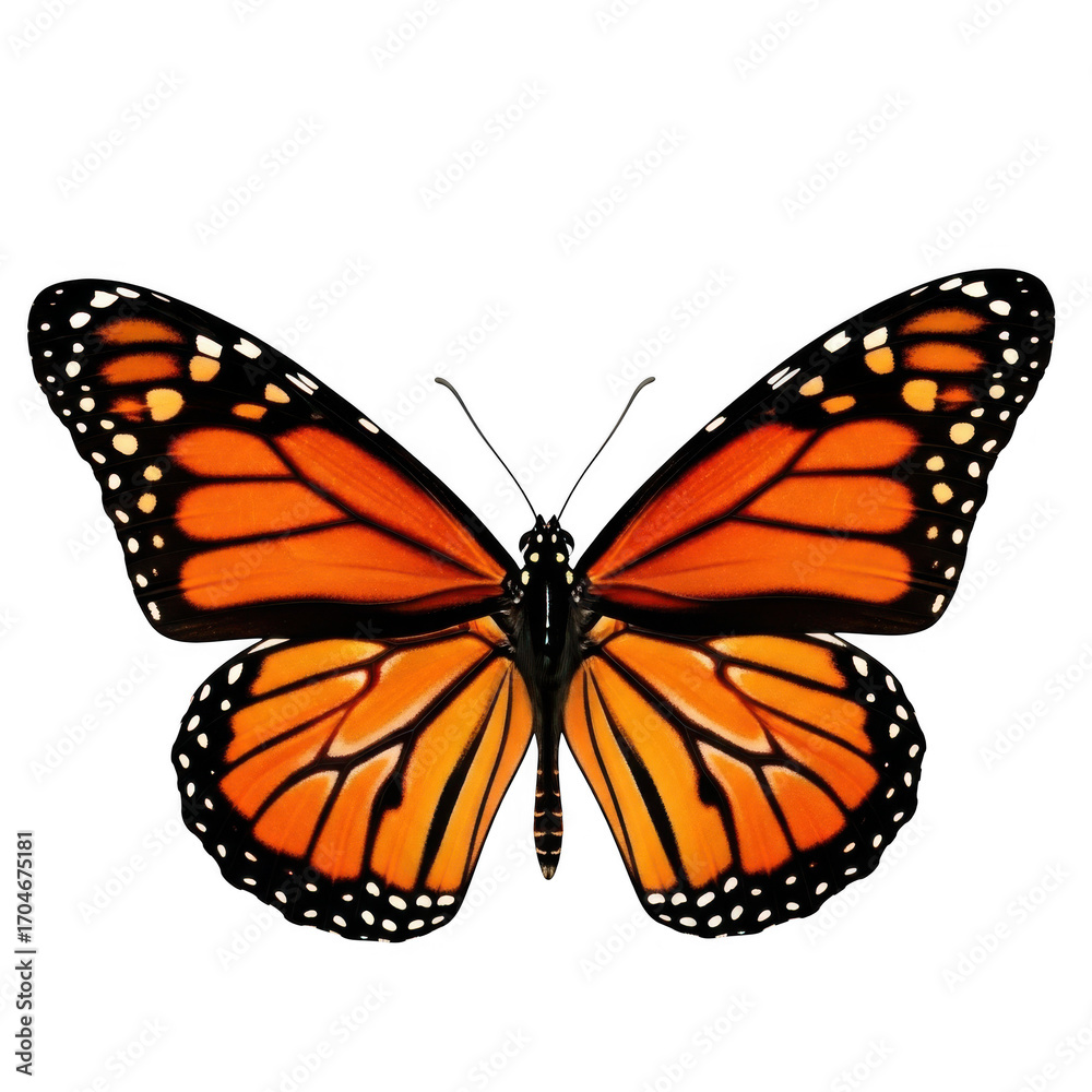 Obraz premium Vibrant monarch butterfly with orange wings isolated on transparent background