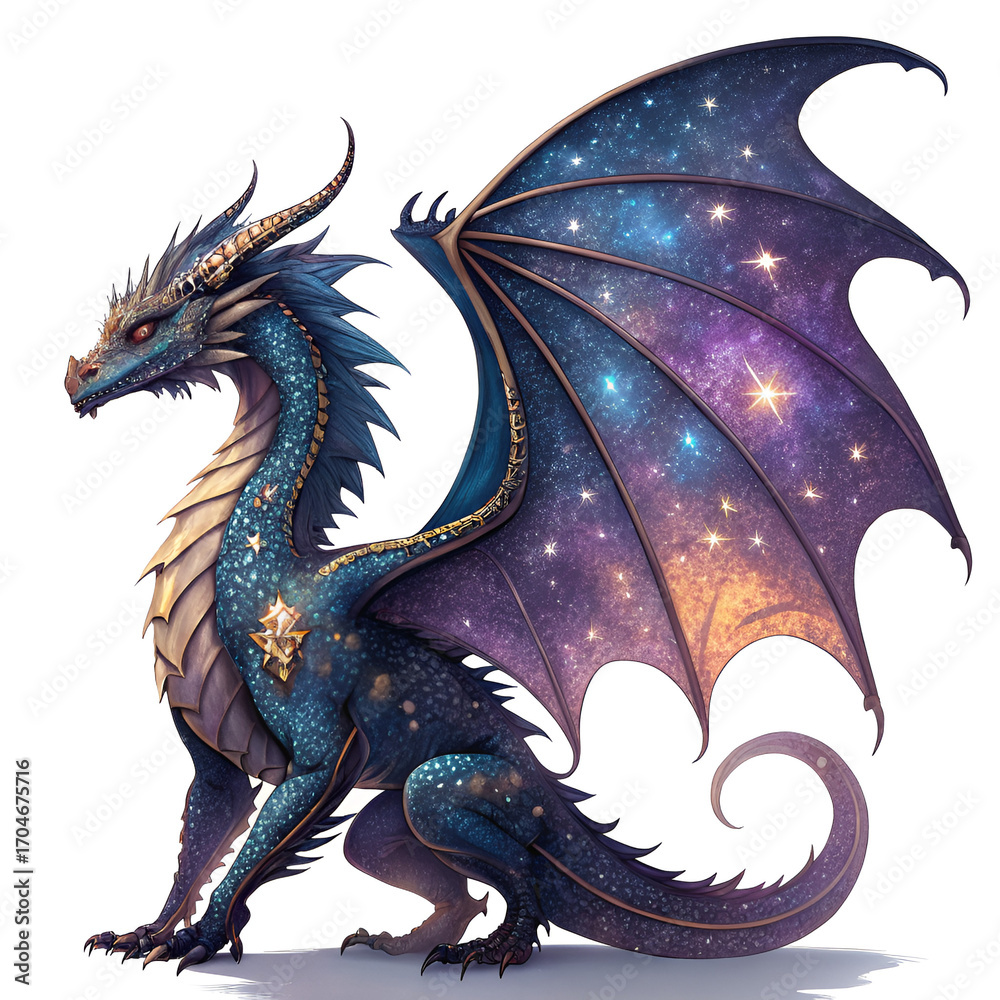 Naklejka premium green dragon on white background