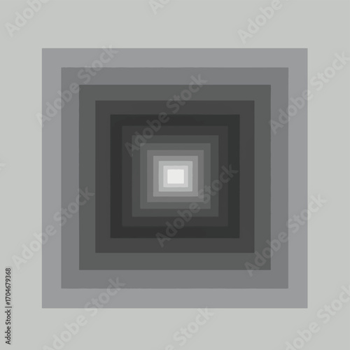 Abstract Grayscale Square Tunnel  Modern Geometric Art Background.