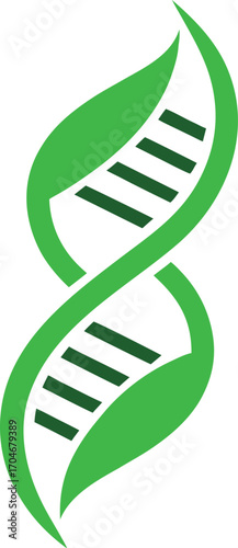 Green Helix a Symbol of Nature Bioengineering and Scientific Advancement Featuring Two Strands and Connecting Lines in a Minimalist Design