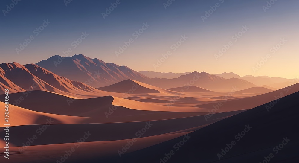 Naklejka premium Desert Mountain Landscape Sunrise.