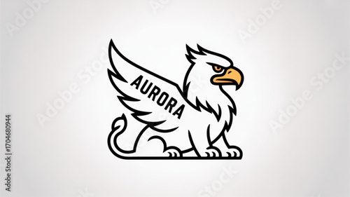 Griffin logo design vector illustration mythical creature heraldic animal aurora brand identity graphic art