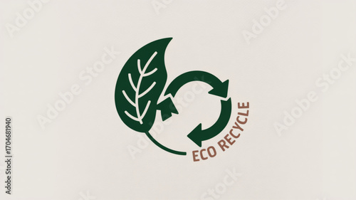 Eco friendly recycle logo design with leaf and arrows for sustainable environment and green business 100