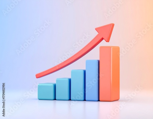 Colorful 3D bar graph with upward trend Free Download Colorful 3D bar graph with upward trend - GFXLoad