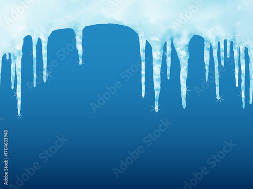 つらら　Icicles　水彩で描いたつららのフレーム　イラスト