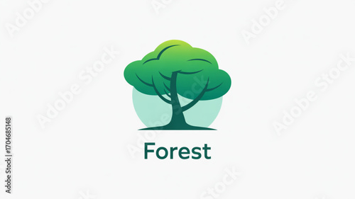 Green tree logo design for nature conservation and environmental awareness with forest illustration vector art