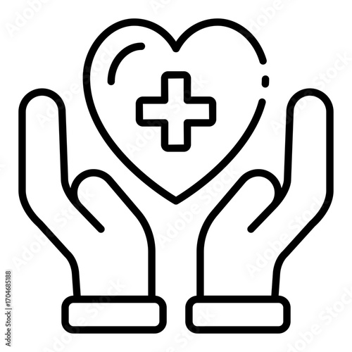 healthcare support icon showing heart care in hospital service