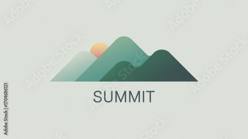 Mountain summit vector illustration with sunrise perfect for outdoor adventure and travel logo design resource