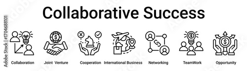 Collaborative Success banner web icon vector illustration concept for business with icon of Collaboration, Joint Venture, Cooperation, International Business, Networking, Team Work.