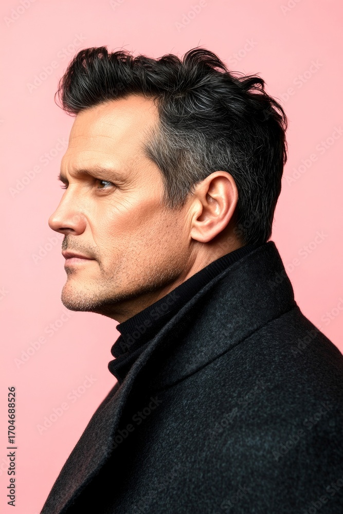 Fototapeta premium Conceptual art of style for aging men. Classy men's side part ha