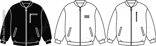 Stylish bomber jacket designs in black and white for fashion inspiration