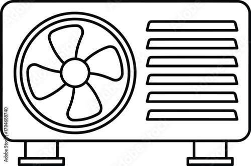 Simple line drawing of an outdoor air conditioning unit