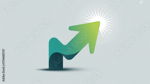 Green arrow pointing up growth success business chart graph financial market stock investment profit increase concept
