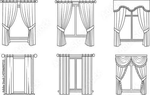 Collection of elegant curtain styles for interior window decoration