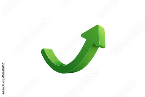 A green upward arrow icon with a curved shape on a transparent background symbolizes growth, success, and positive progress in business and finance, PNG Free Download A green upward arrow icon with a curved shape on a transparent background symbolizes growth, success, and positive progress in business and finance, PNG - GFXLoad