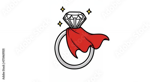 Diamond ring superhero cape illustration
