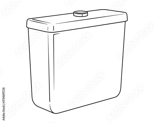 Isolated Toilet Water Tank Illustration: Clean White Ceramic Plumbing Fixture Close-Up