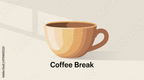 Coffee cup illustration for morning coffee break time with sunlight effect and coffee mug design art vector