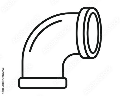 Simple Outlined Elbow Pipe Section, Industrial Plumbing Connection Design Icon Symbol