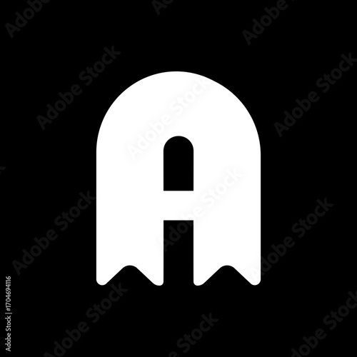 Monogram of the letter A and Jellyfish. Abstract, outline and elegant.