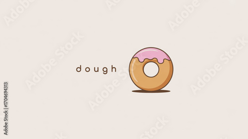 Cute donut vector illustration with pink frosting dessert food bakery sweet treat delicious pastry shop concept art