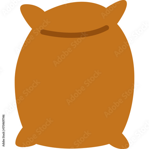 Brown sack with tied top, storage bag illustration perfect for farm or market themes.

