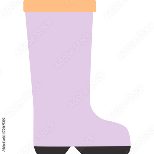 Pink rain boot with orange top, waterproof footwear illustration ideal for rainy weather or kids’ designs.

