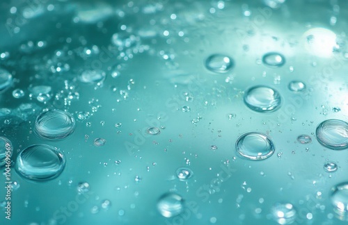 Wallpaper Mural Close-up view of water droplets suspended in a clear turquoise liquid creating a serene and refreshing atmosphere Torontodigital.ca