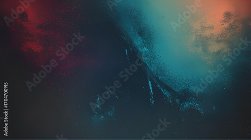 Abstract gradient background with grainy texture, blending deep red on the bottom left into dark blue and teal on the top right