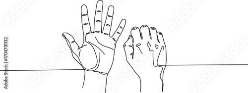 line art illustration of two hands, one open and one closed.