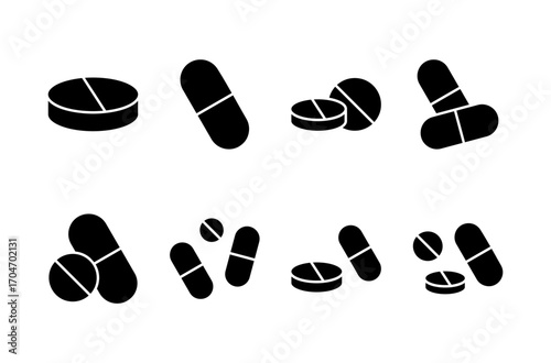 Pills icon logo design. capsule icon. Drug sign and symbol