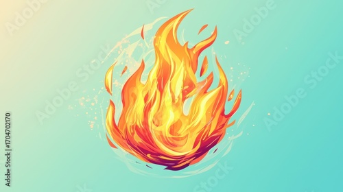 Abstract illustration of fire flames against a pastel background.  Possible use for  poster, book cover, etc.