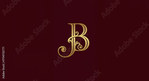 Gold initial jb monogram design