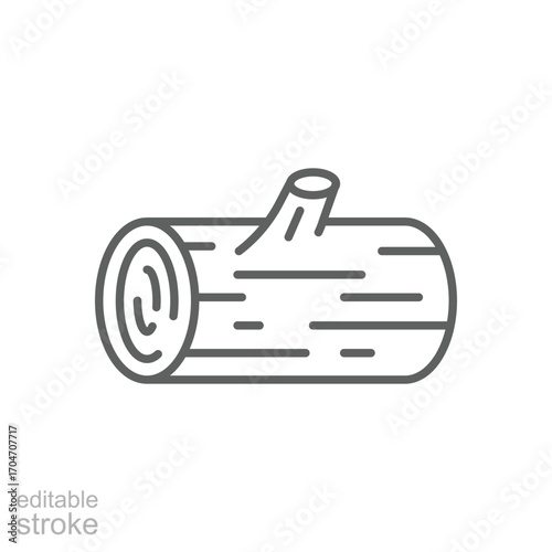 Log wood icon. Simple outline style. Element of autumn, tree, trunk, stump, firewood, bark, wooden, cut, pile, lumberjack, nature concept. Thin line symbol. Isolated design editable stroke.