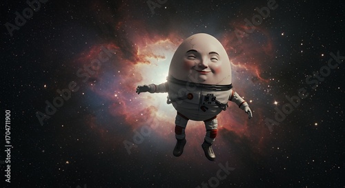 Egg person floating in space