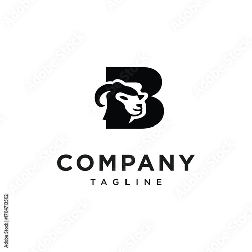 Letter B Merino Sheep Logo Icon Vector