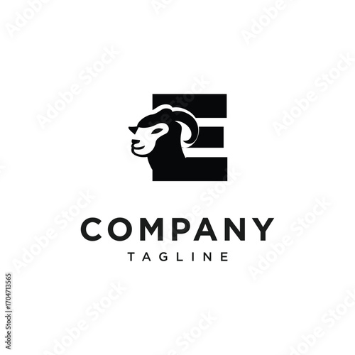 Letter E Merino Sheep Logo Icon Vector