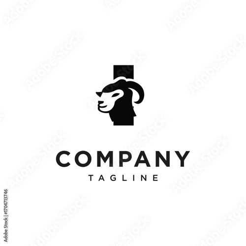 Letter I Merino Sheep Logo Icon Vector