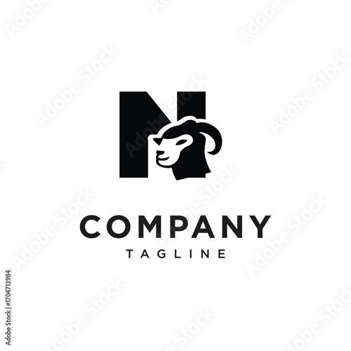 Letter N Merino Sheep Logo Icon Vector