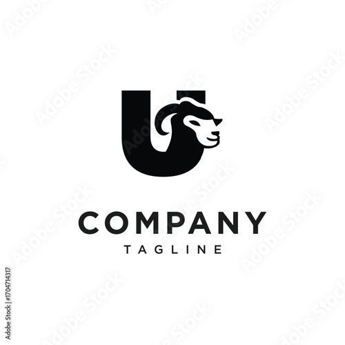 Letter U Merino Sheep Logo Icon Vector