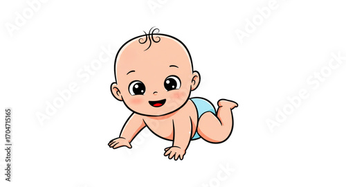 The baby is crawling 