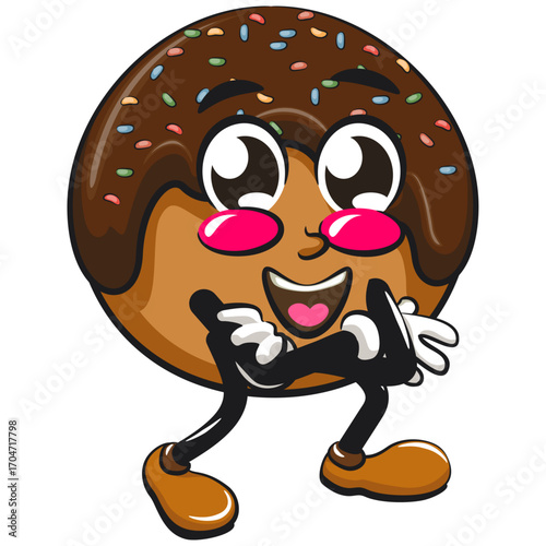 cute chocolate ball mascot character vector illustration folding his arms calmly, work of hand drawn