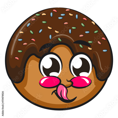 cute chocolate ball mascot character vector illustration, work of hand drawn