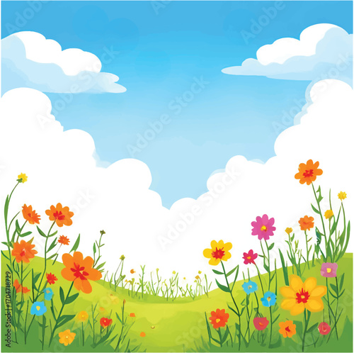 spring meadow with flowers